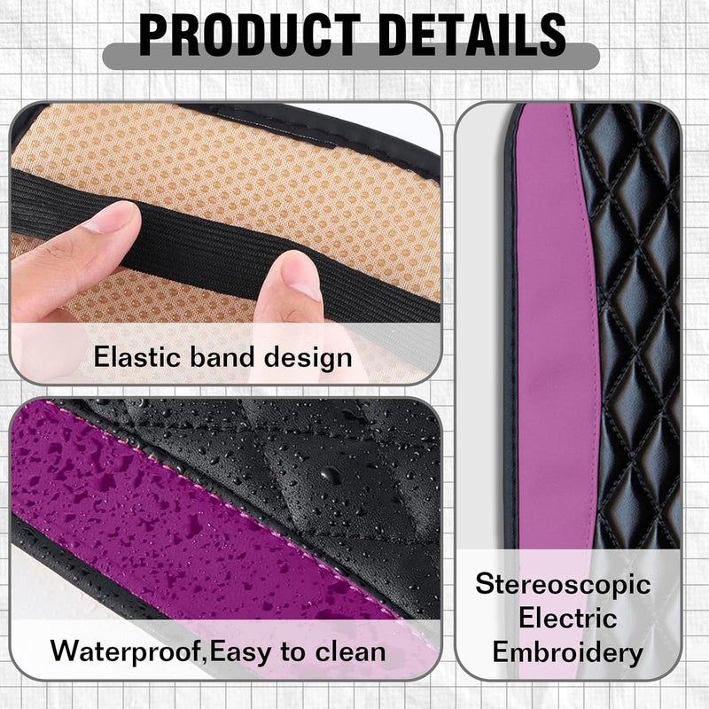 Couslcd Auto Center Console Pad, Universal Waterproof Armrest Seat Box Cover, Car Interior Accessories, Leather Auto Armrest Cover Protector for Most Vehicle, SUV, Truck (Purple) - Image 5